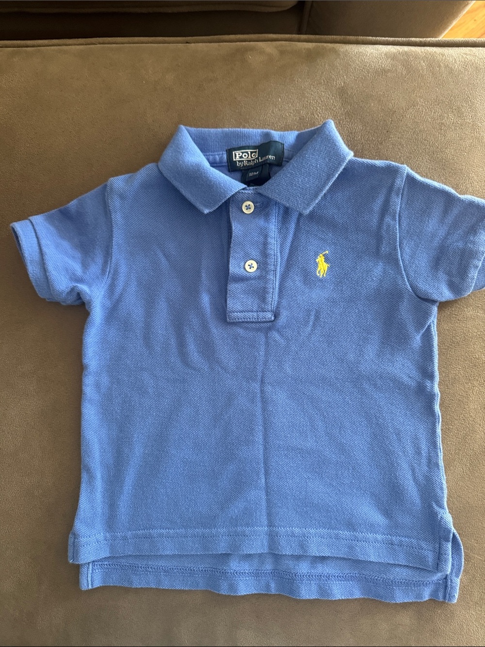 Polo by Ralph Lauren Boys Light Blue Short Sleeve Polo with Yellow Logo